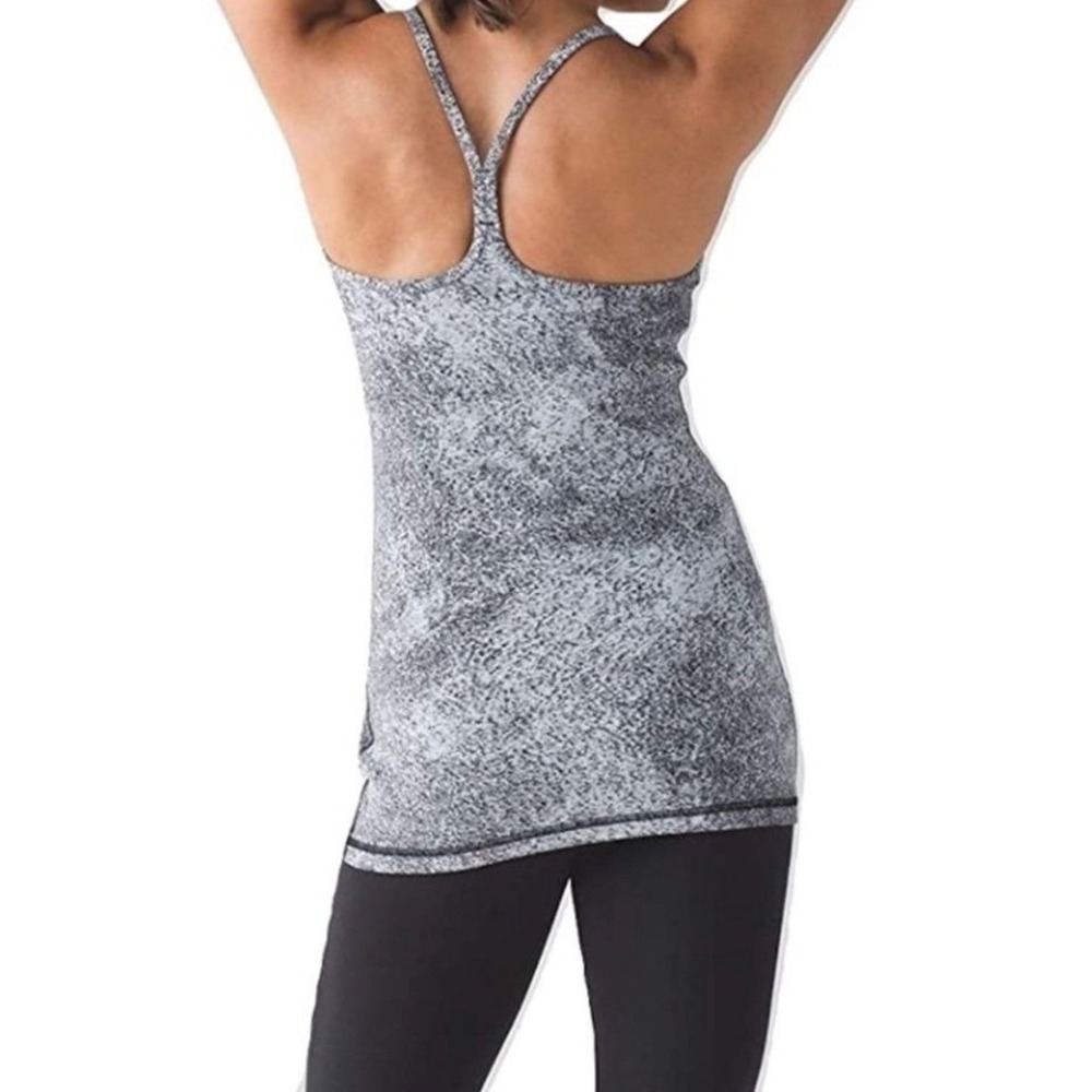Lululemon Power Y‎ Tank Top  Size 10 Grey Space Dye Racerback Luon